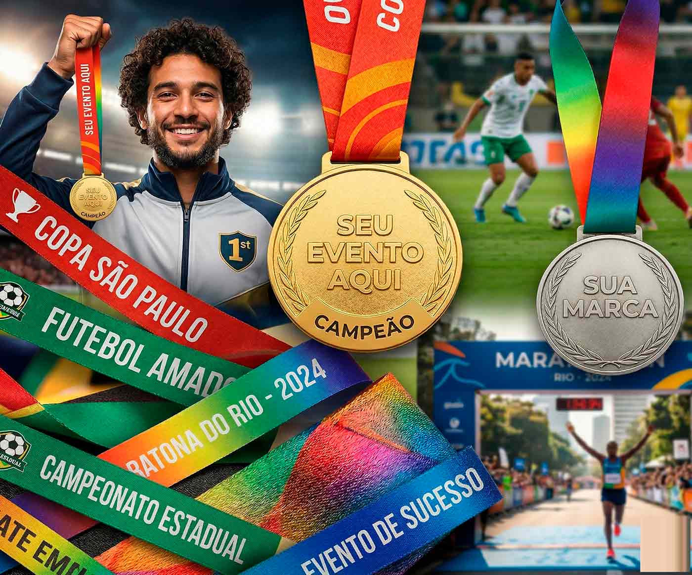 Fitas e medalhas personalizadas para eventos esportivos